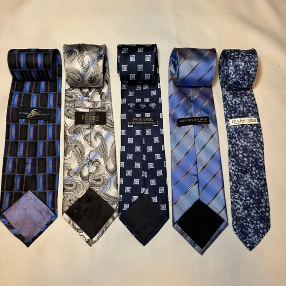 Jos. A. Bank and more Blue and Gray Silk and Linen Tie Collection Set of 5 ties - Picture 11 of 14